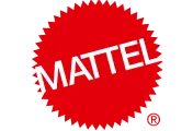 Mattel company logo in red starburst shape.