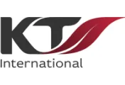 KT International logo with stylized red and black design.